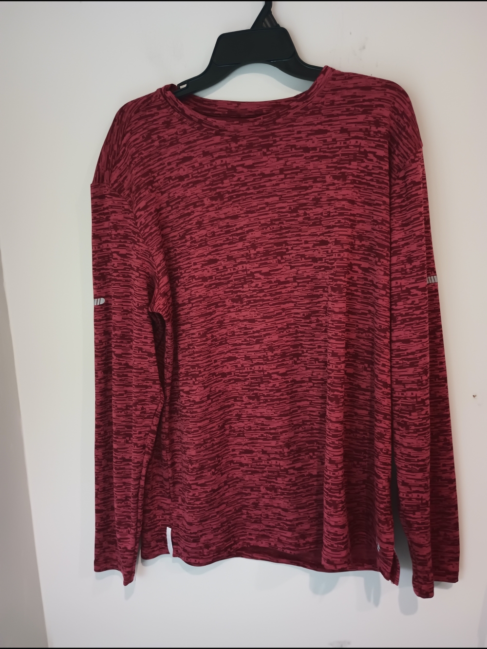 bcg Marled Long Sleeve Crewneck Top - Burgundy